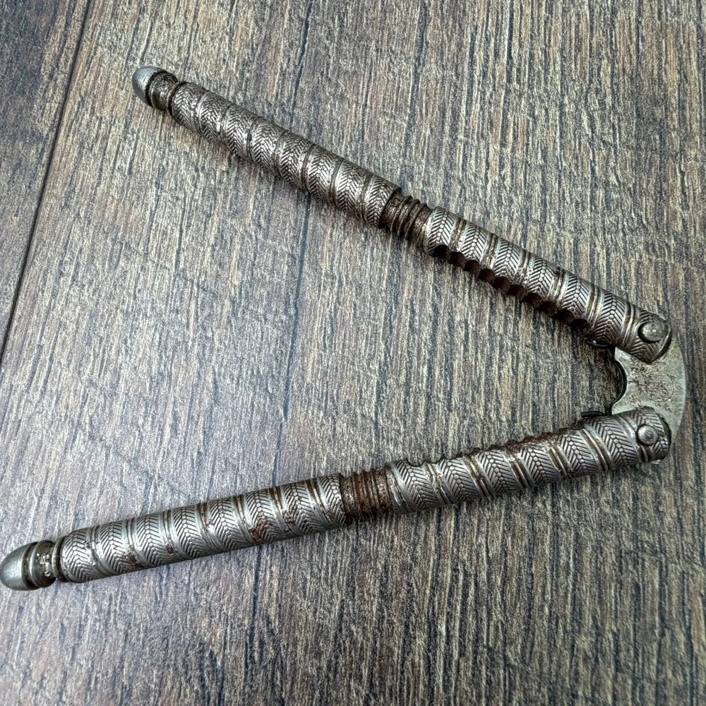 Antique HMCo Nutcracker Pair Embossed Silverplate Rustic‎ Patina Victorian Lot